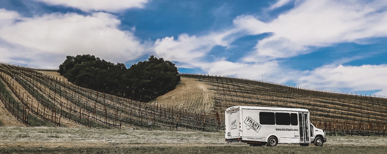 TOAST TOURS VAN DRIVING IN A PASO ROBLES WINERY