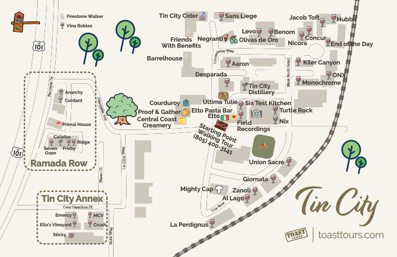 Tin City Map Paso Robles
