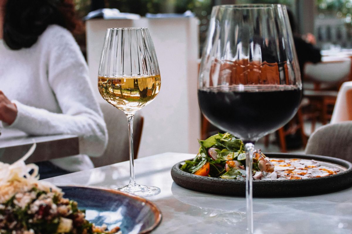 wine paired with an upscale dinner