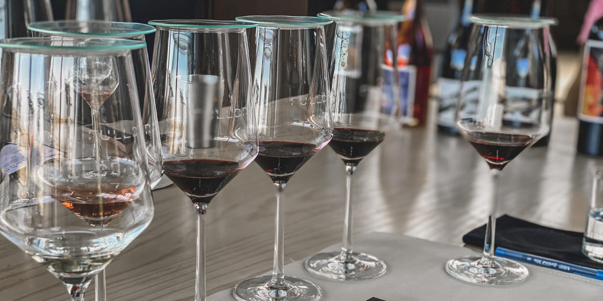 wine tasting glasses at paso robles winery