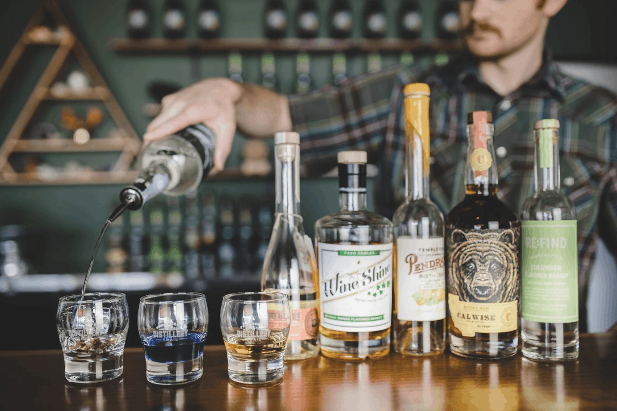 selection of spirits from paso robles distilleries