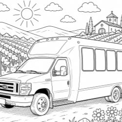 Coloring Page with Toast Tours Bus