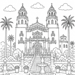Coloring Page with Hearst Castle